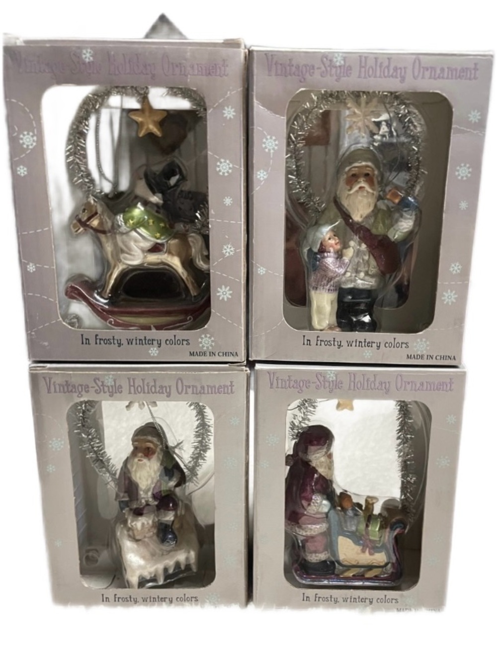 Costco • Vintage • Snowman • Santa Claus • Holiday • 4 Boxes of Ornaments • New